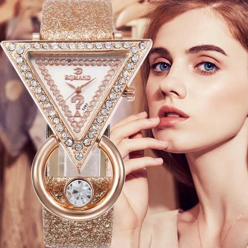 2024 Wen Watches Creative Luxury Triangle Rhinestone Dial Frosted Strap Ladies WristWatch Fashion Quartz Watch Womens Watches X250203