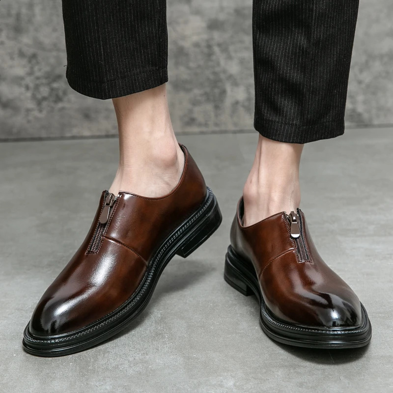 Fashionable Mens One Step Business Leather Shoes Evening Dress Gentleman Formal Elegant Wedding Shoes Zapatillas 250113