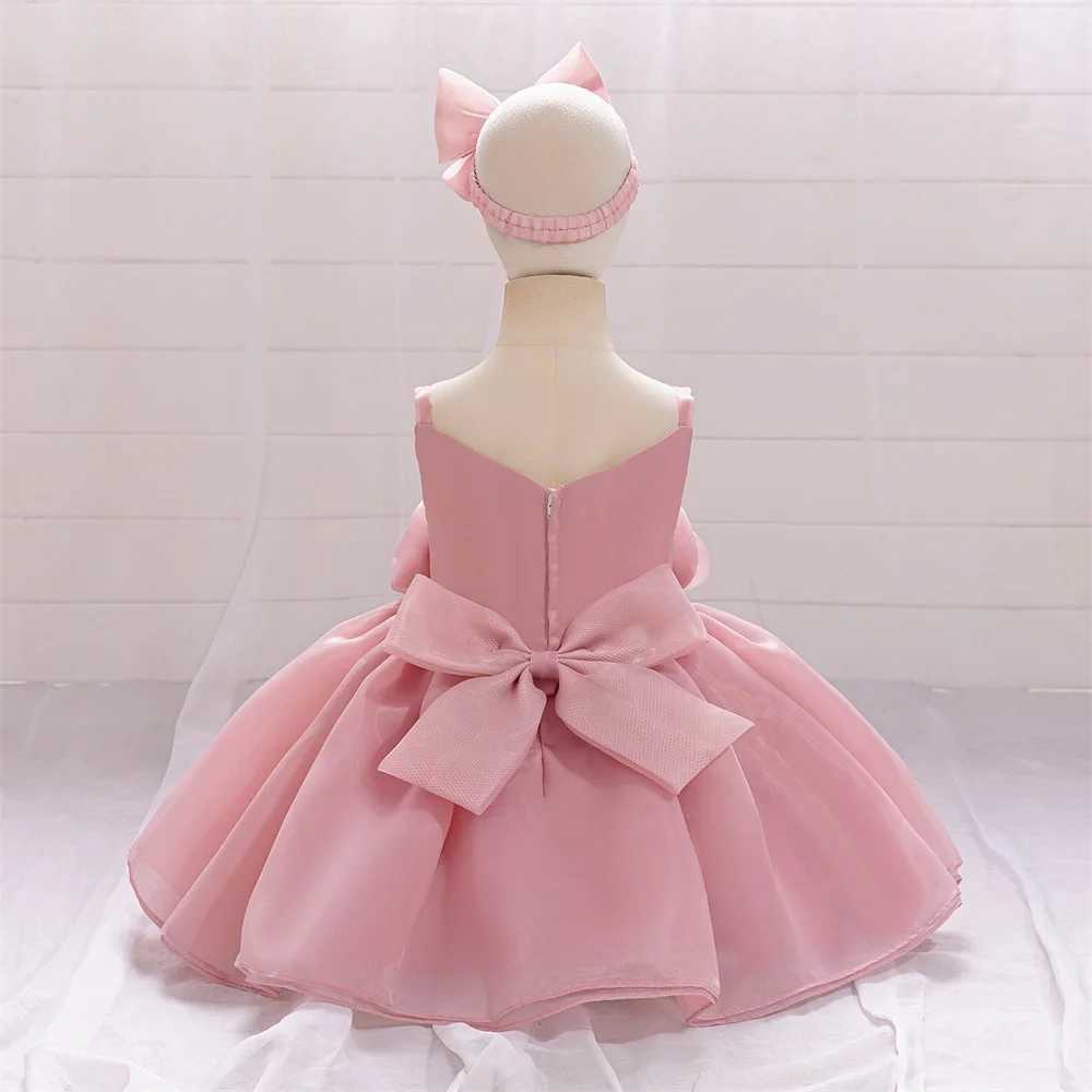 Big Flower Ceremony Pink 1st Birthday Dress For Baby Girl Clothes Baptism Princess Tutu Dress Newborn Girls Dresses Party Gown X250203