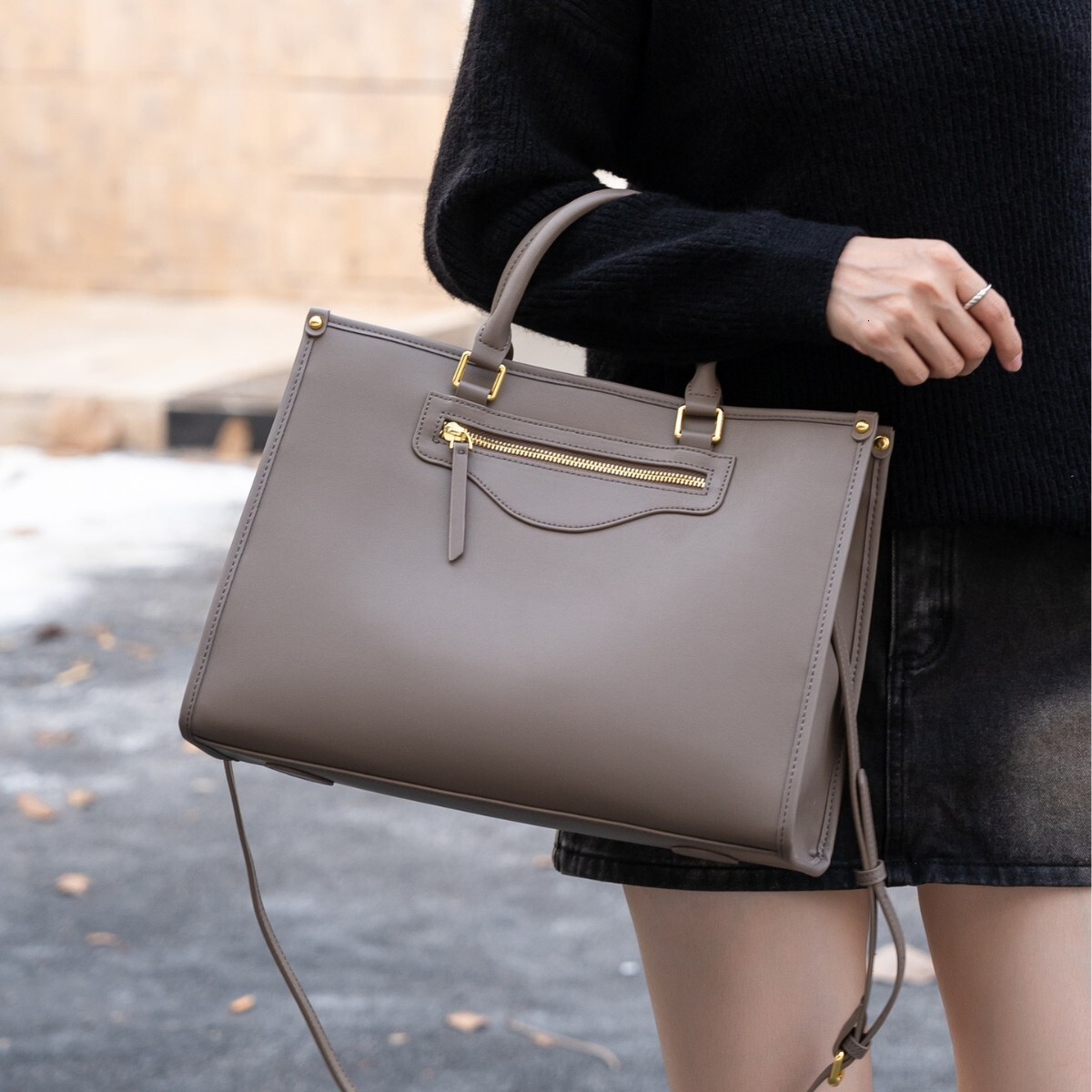 Genuine leather women's 2024 autumn/winter new item large capacity daily versatile high-end commuting single shoulder crossbody tote bag