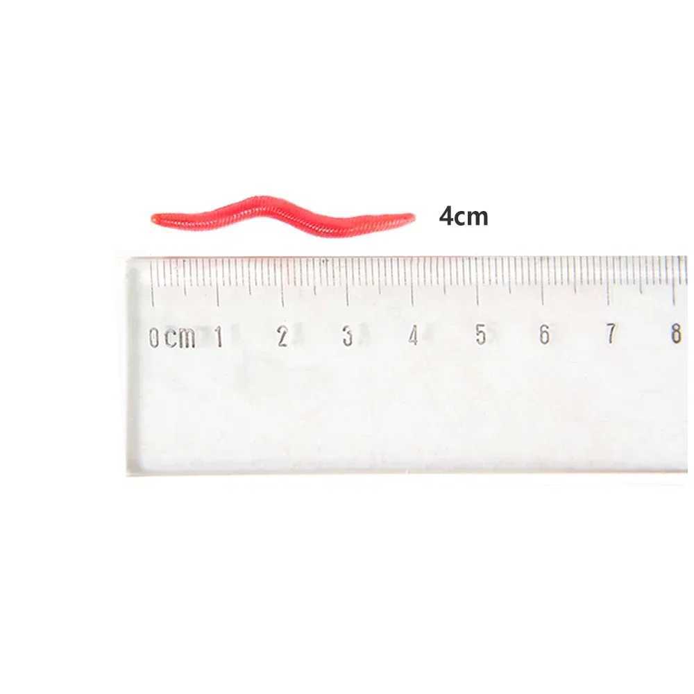 50/100pcs Lifelike Red Earthworm bait Worms Artificial Fishing Lure 40mm Soft Baits Silicone Shrimp Flavor Additive baits TackleXJ250122