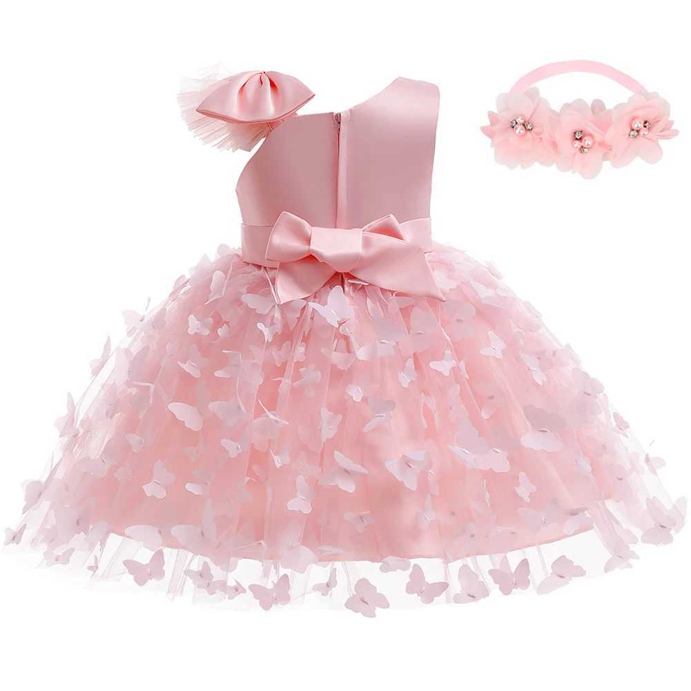 Baby Girls Baptism Dress Childrens Cotton Mesh Princess Dress Kid Flying Sleeve Christening Dresses Butterfly Tutu Clothes X250203