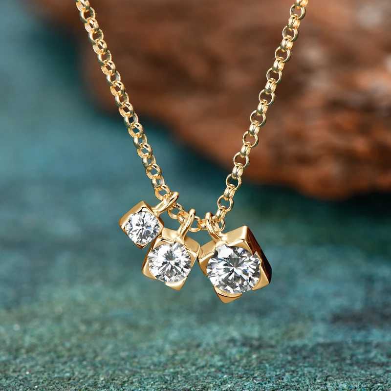 5mm 4mm 3mm Round Full Moissanite Diamond Pendant Necklace Original 925 Silver Womens Engagement High Quality Fine JewelryXJ250114