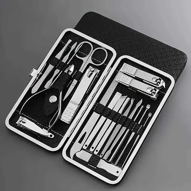 19pcs Manicure Set Professional Stainless Steel Nail Clippers Grooming Kit With Travel Case For Cuticle Care Beauty Tools ForXJ250116