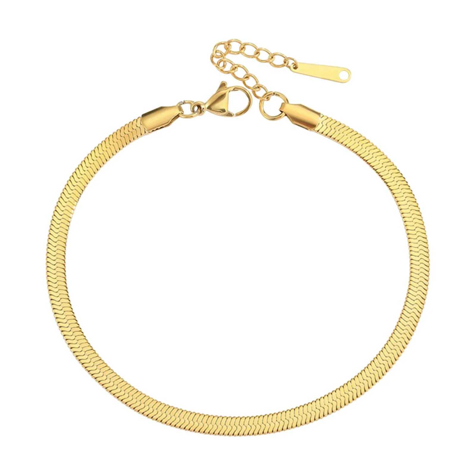 Simple Versatile Stainl Steel Anklet WomenS 4mm Vacuum Gold Plated Light Luxury foot accories For Women XJ250121