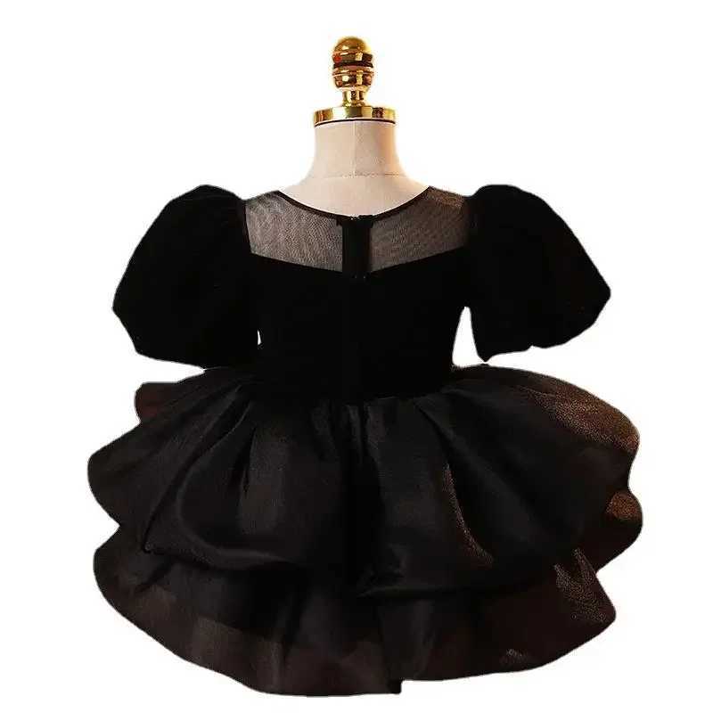 2024 New Black Baby Spanish Royal Dress Childrens Birthday Baptist Dress Childrens Elegant Girl Boutique Party Vest Clothing X250203