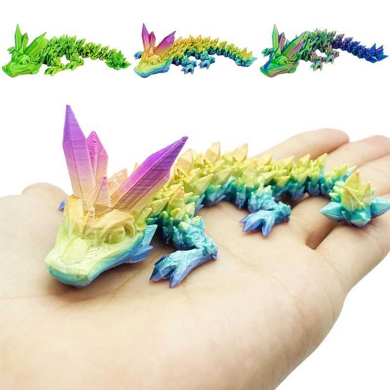 3D Printed Dragon Flexible Movable Rotatable Articulated Dragons Ornaments Home Office Desktop Craft Ornament Free shipping