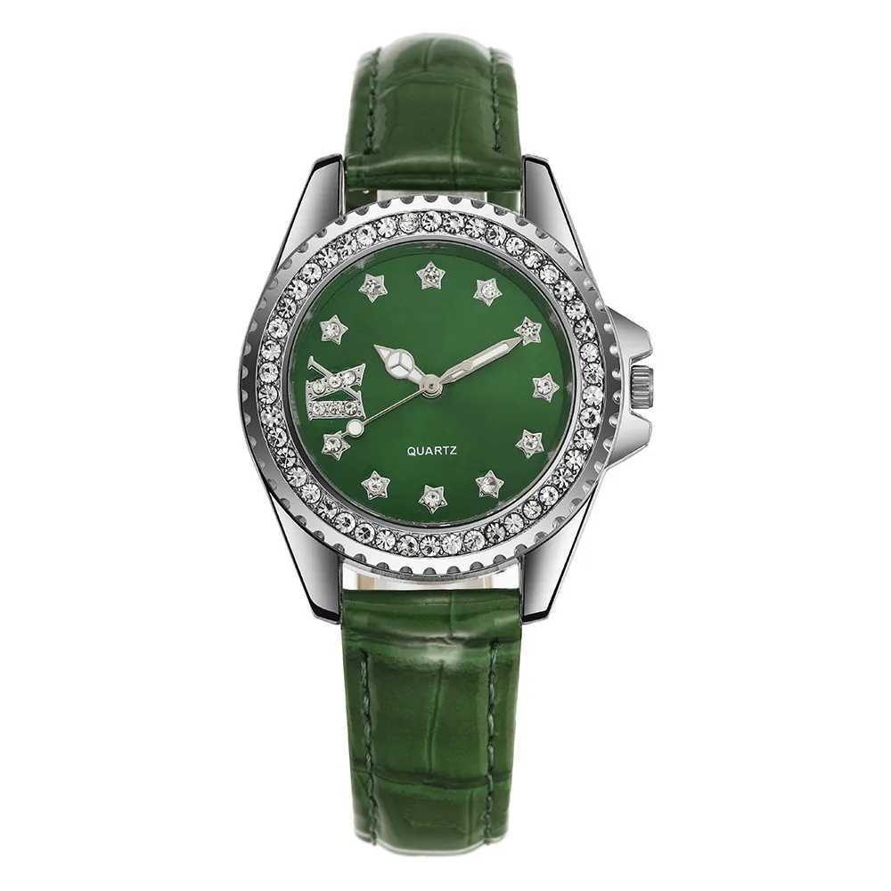 Ladies Luxury Brand Watch Fashion 2023 Day Diamond Wen Quartz Wristwatches Casual Green Leather Dress Clock Watches X250203