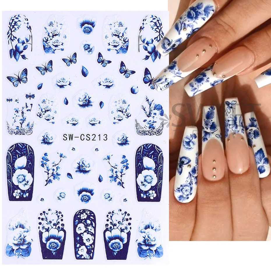 3D Flower Nail Art Stickers Insect Ladybug Bee Butterfly Rose Lavender Tulip Petals Leaves DIY Spring Summer Manicure DecorationXJ250120