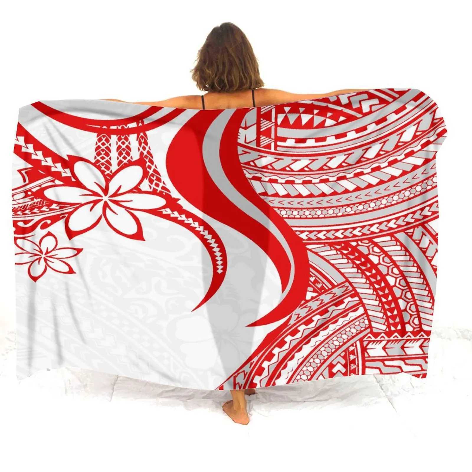 Wholesale Custom WomenS Sarong Polynesian Floral Print Summer Bikini Coat Anti-Slip Cover Sarong Soft Fabric Temperament Coat W250120