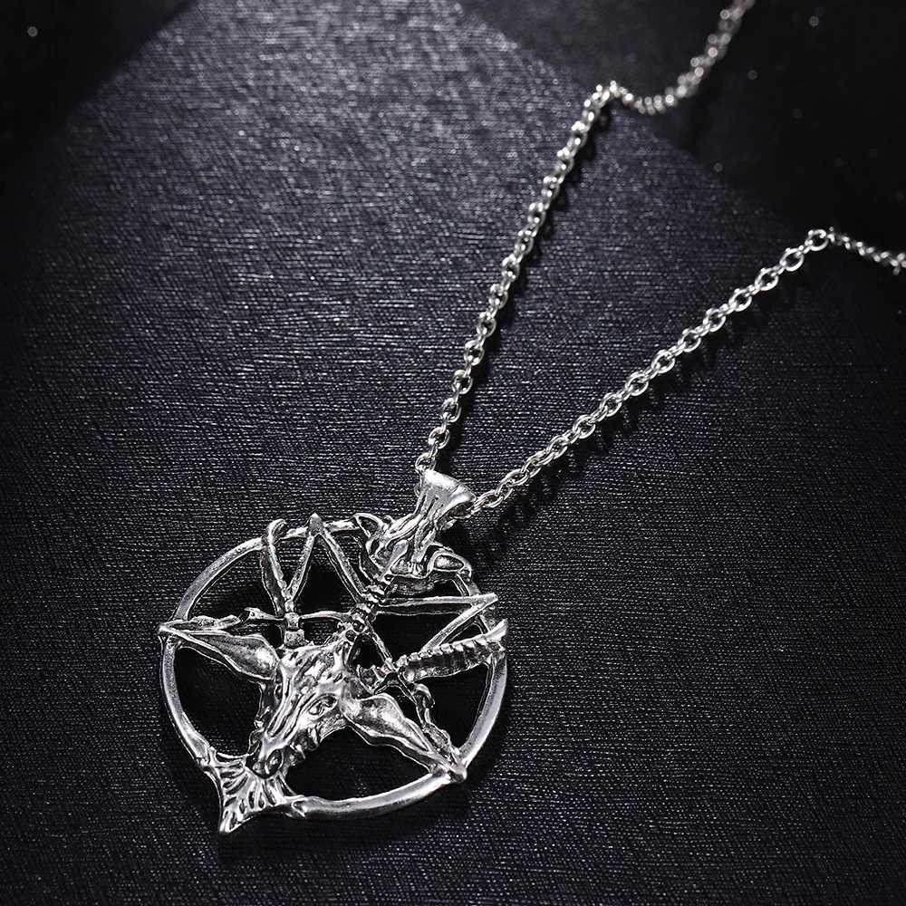Vintage Pan God Skull Pendants Necklace Men Fashion Pentagram Goat Head Pendant Chain Unisex Luck Alloy Gothic Necklace JewelryXJ250121