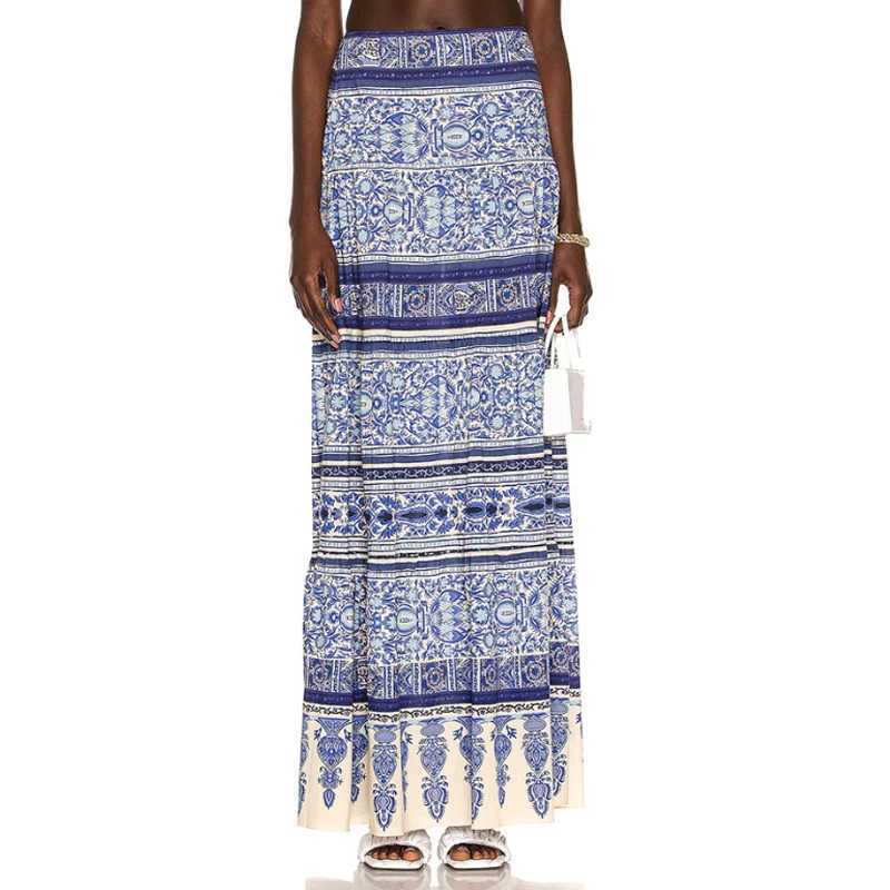 Blue and White Porcelain Tummy Control Underwire Swimsuit Push Up Women Swimwear Bathing Suit With Beach Skirt Cover Ups W250120