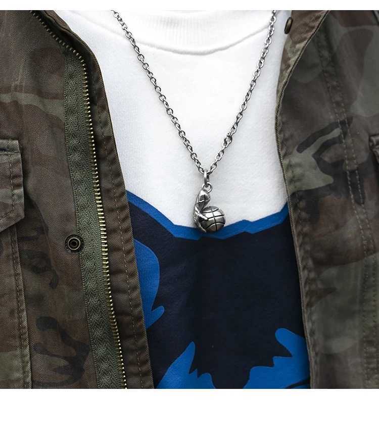 Fashion Silver Color Basketball Pendant Necklace for Men Womens Long Chain Necklace Hip Hop Jewelry AccessoriesXJ250121