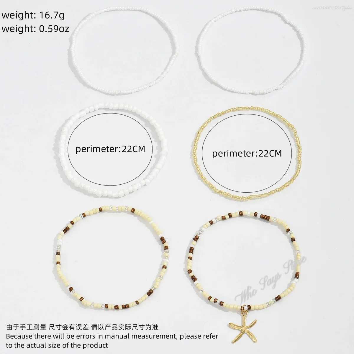 6pcs Colorful Starfish Pendant Anklet for Women R Beads Beaded Summer Fashion Multi-layer Bracelet Anklet Bohemian YhpupXJ250121