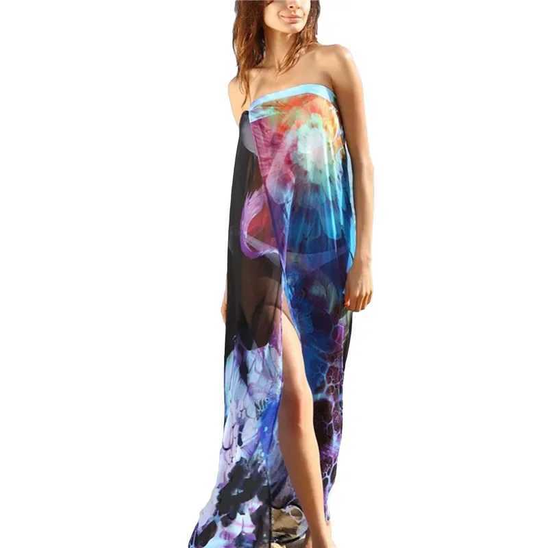 Bikini Beach Cover Ups For Women Yellow Blue Black Tie-ed Sleeve Strl Long Beach Dr For Women W250120