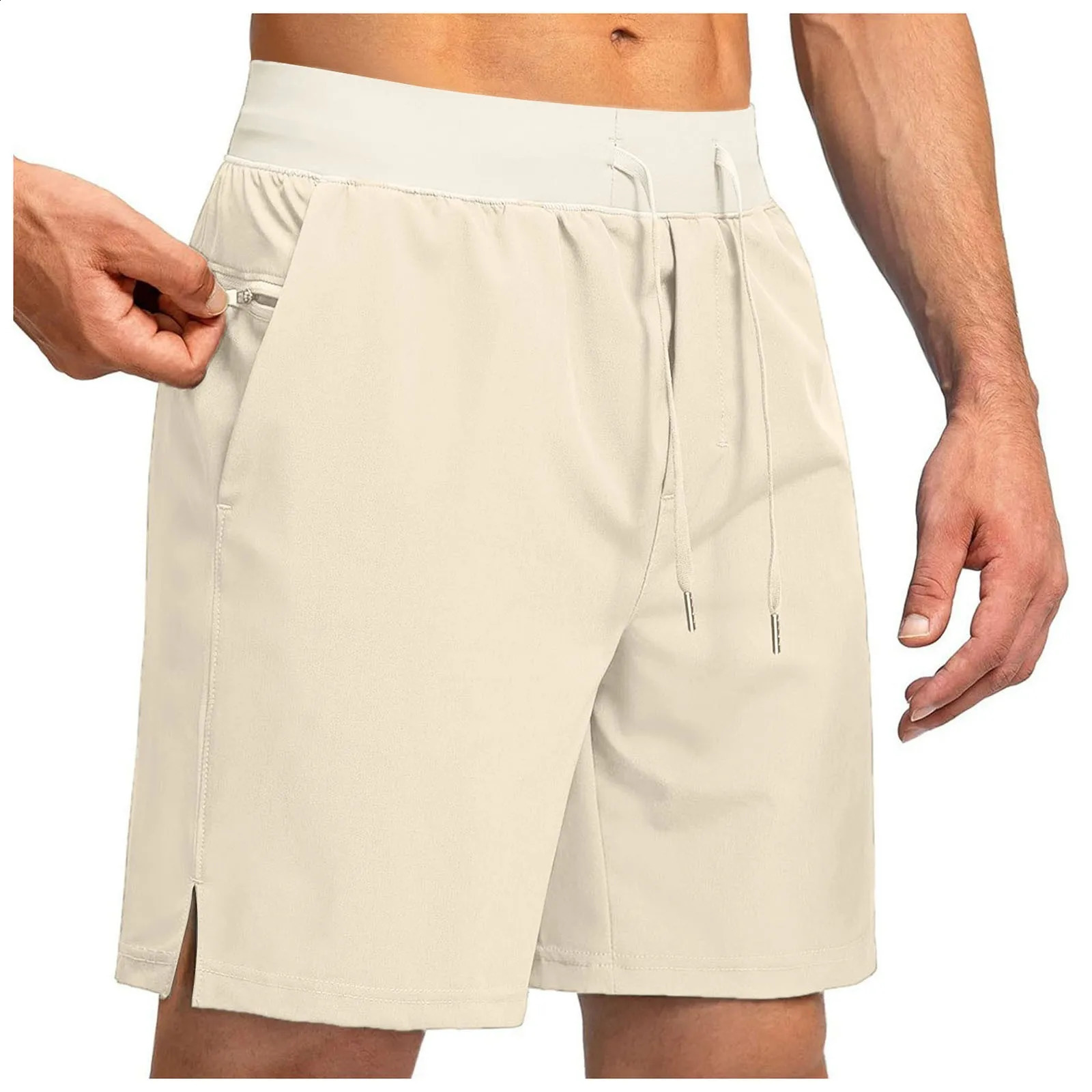 Breathable Sports Shorts Male Soild Casual Outdoor Running Training Fitness Cycling Fifth Pants Summer Mid Waist Slacks 250121