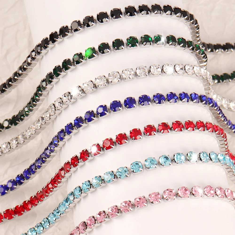 316L Stainless Steel Tennis Chain Necklace For Women Hip Hop Necklaces Mens Color Crystal Zircon Choker Necklace Collar JewelryXJ250121