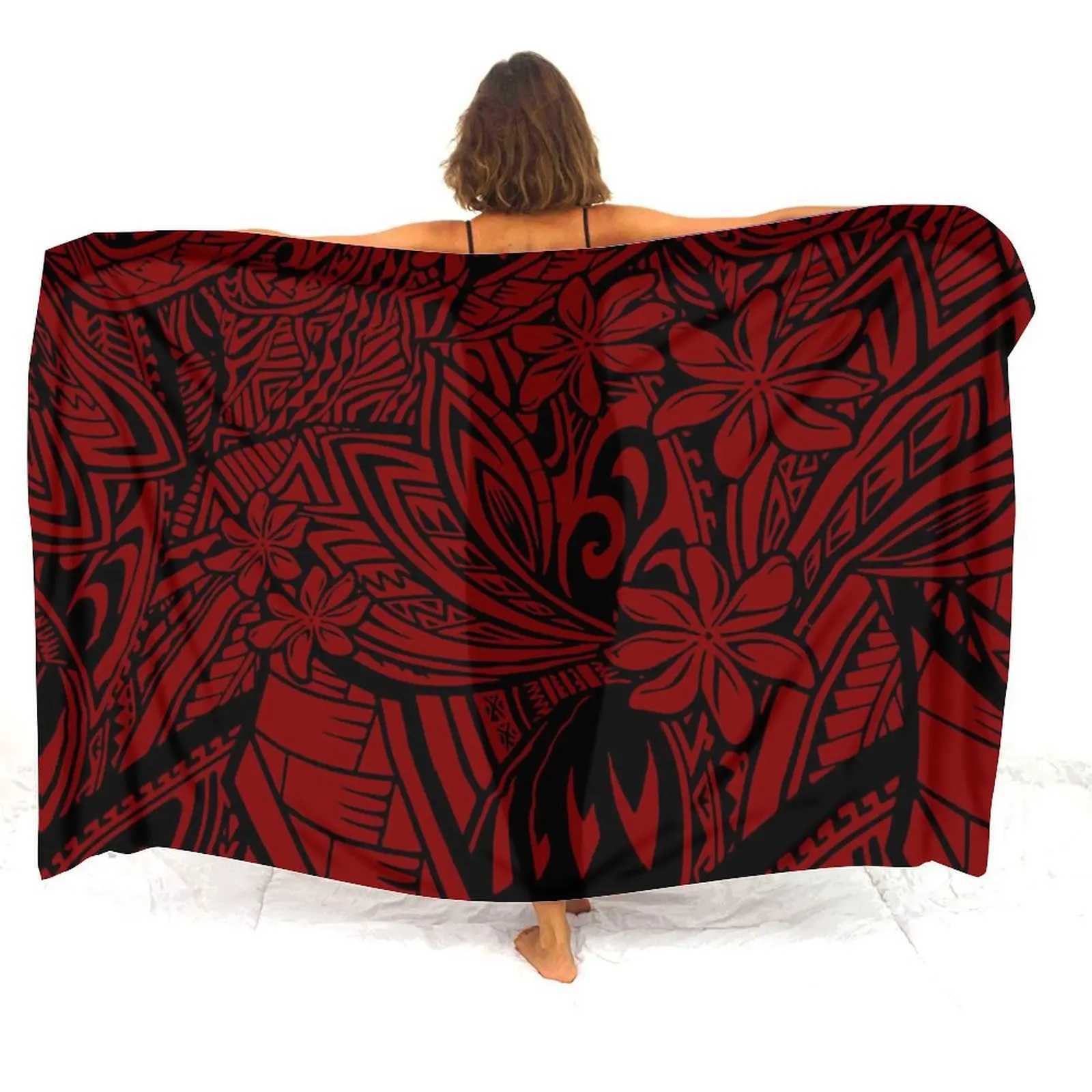 Polynesian Ladies Sarong Custom Vintage Print Summer Seaside Sun Protection Ce 2024 New Elegant Sarong Quty Fabric W250120