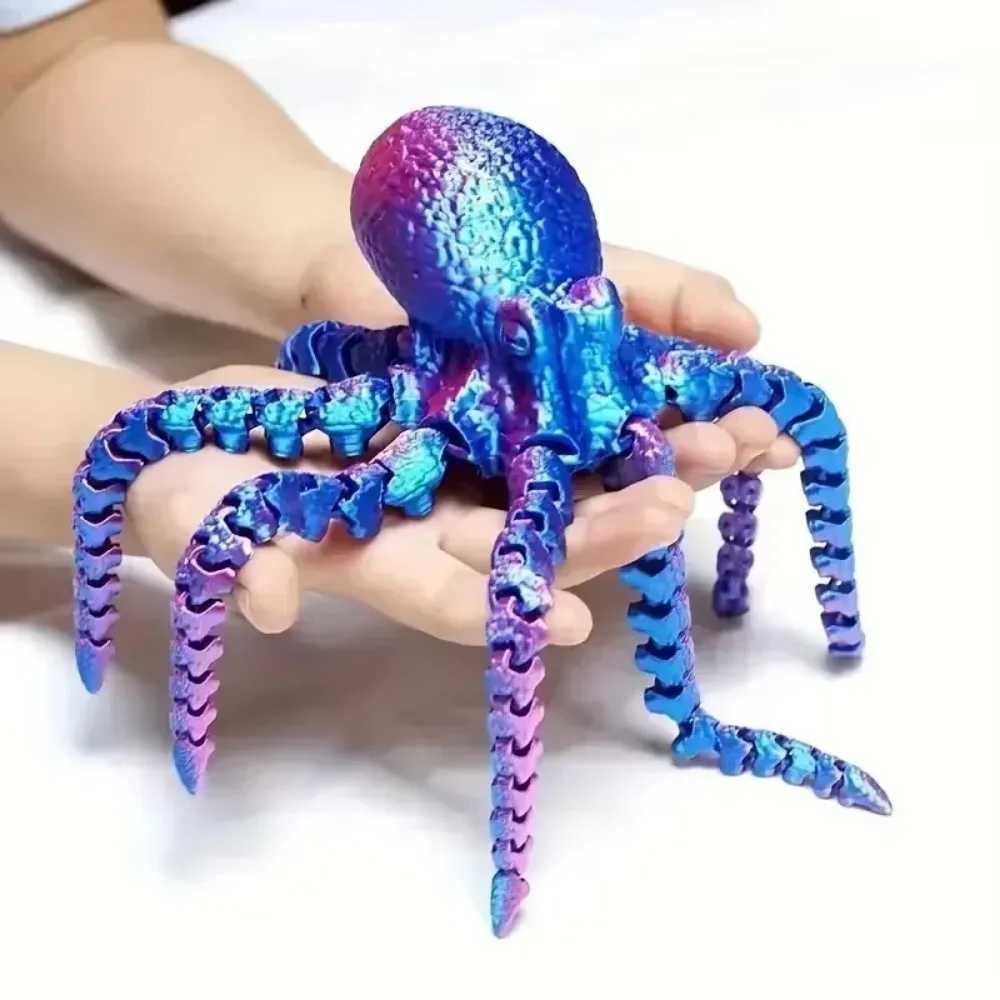 New 2025 3D Printed Figurine Flexible Joints Home Office Desktop Decor Ocean Animal Aquarium Fish Tank Octopus Ornaments Free shipping