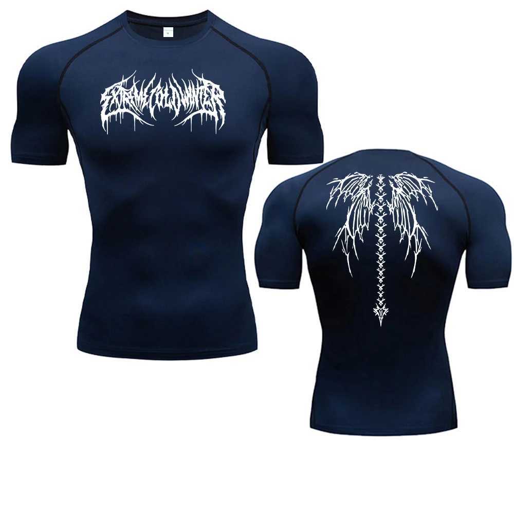 Bat print compression mens summer short sleeved Rush protective gym running T-shirt sports quick drying T-shirt top X250203