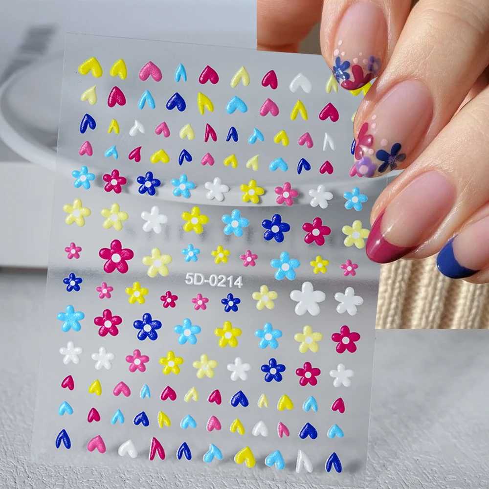 5D Exquisite Daisy Nail Sticker 1sheet Colorful Floral Nail Decal 8*10cm Self-adhesive Luxurious Daisy Nail Art Sticker Decor 9#XJ250120