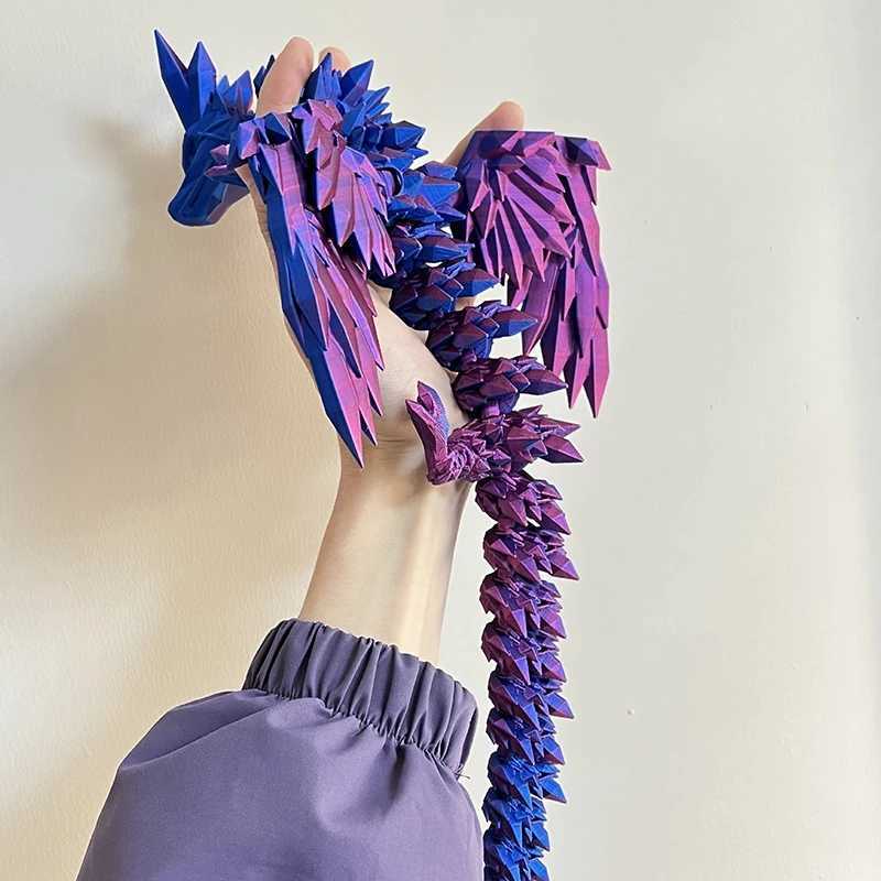 3D Printed Gem Dragon Western Sle Colorful Full Body Movable Dragon Toy Crafts Desktop Dragons Figurines Ornament Table Decor Z250118