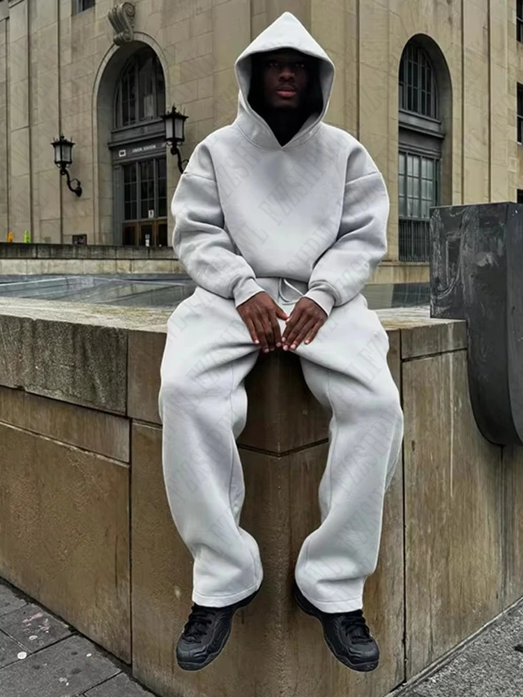 Y2K High Street gothic Solid Color sweatshirt Suit Punk Harajuku vintage HipHop Rock Pocket Casual Streetwear Mens Sweatpants 250109Z