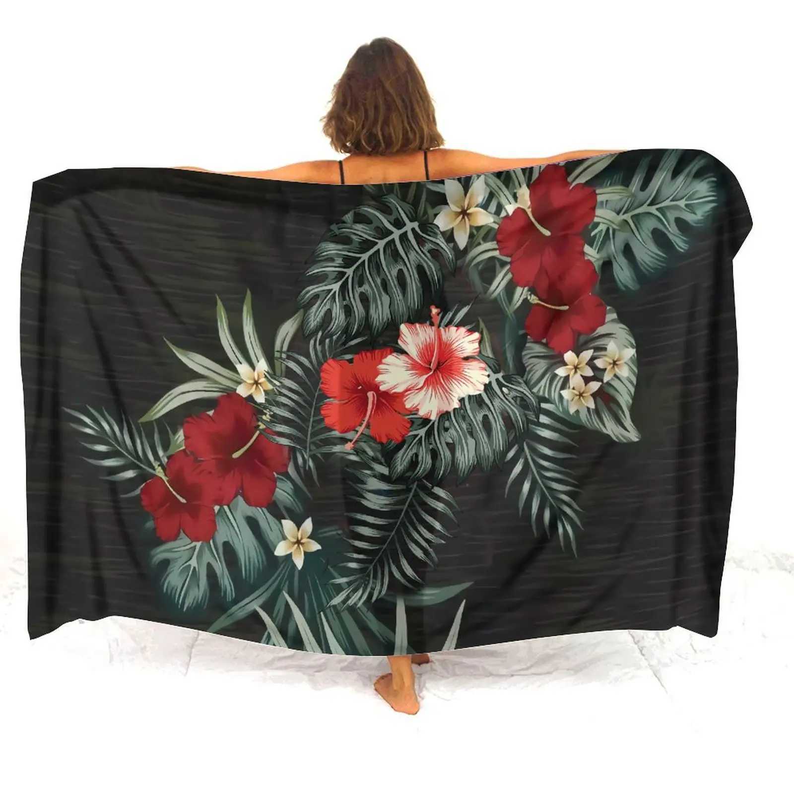 Haiian Resort Beach ron Polynesian Vintage Hibiscus Flower Print Custom Quty Fabric Ladies Sarong Summer Hot Sale W250120