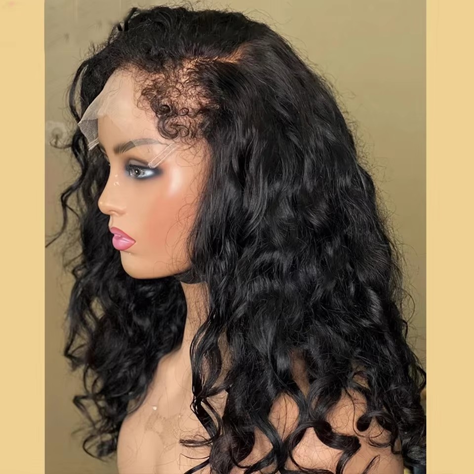 Wholesale 360 Natural Wave Lace Front Human Hair Wigs For Women 4c Edges Curly Baby Hair Glueless Wig Virgin Humain Hair perruque HD lace