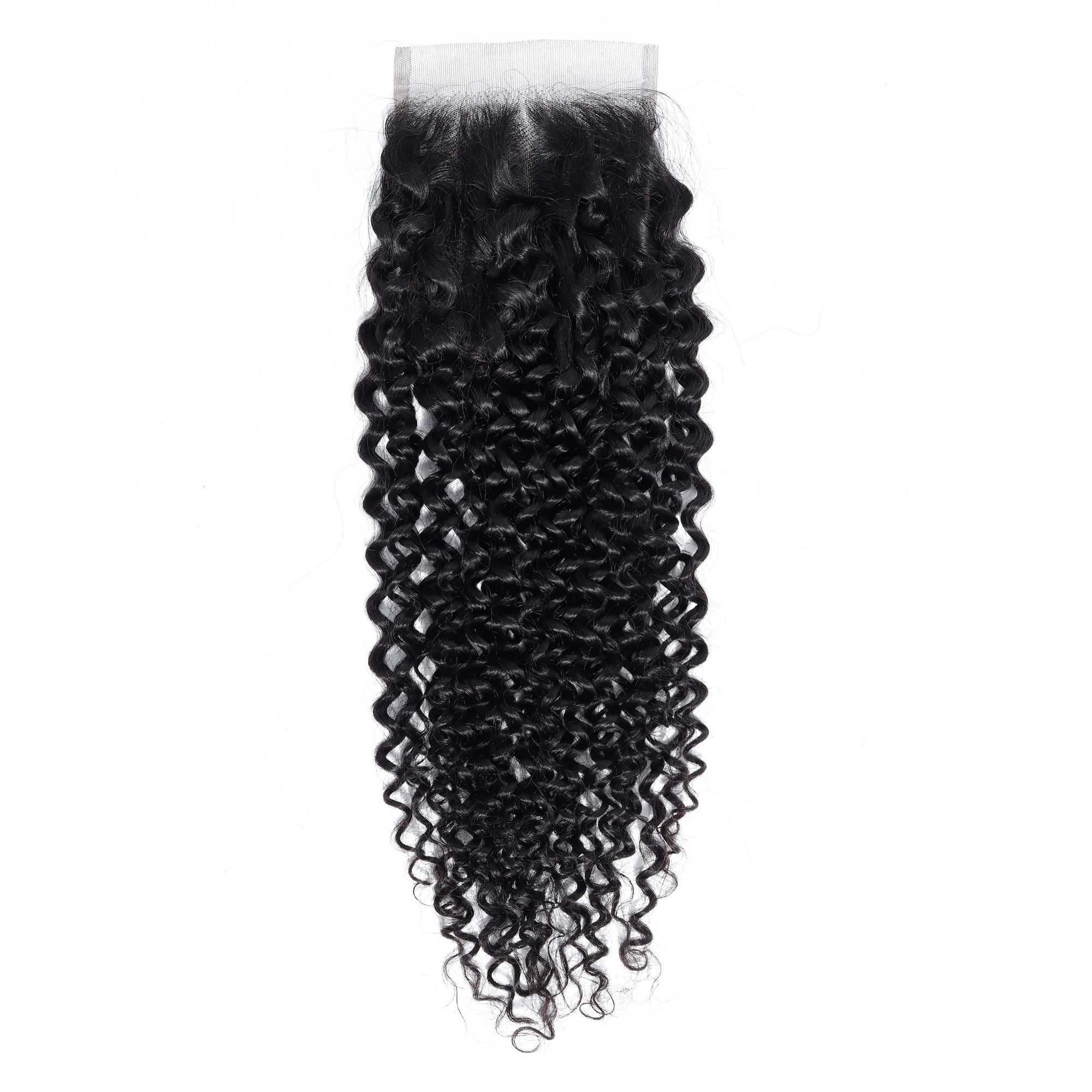 Aircabin 4x4 Kinky Curly Lace Clo Natural Color Real Hair Swiss Transparent Lace Remy Human Hair Curly Lace Clo OnlyXJ250120
