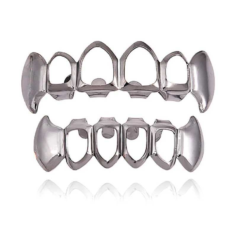 Hip-Hop In Europe America 18K Gold Hollow Tooth Gold-Plated Smooth Hip-HopTeeth Mens Teeth Decoration Fashion JewelryXJ250114