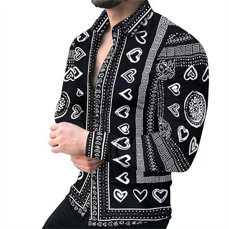 Mens shirt 3D printed shirt outdoor street long sleeved button up clothing oversized fashion clothing fashionXJ250121