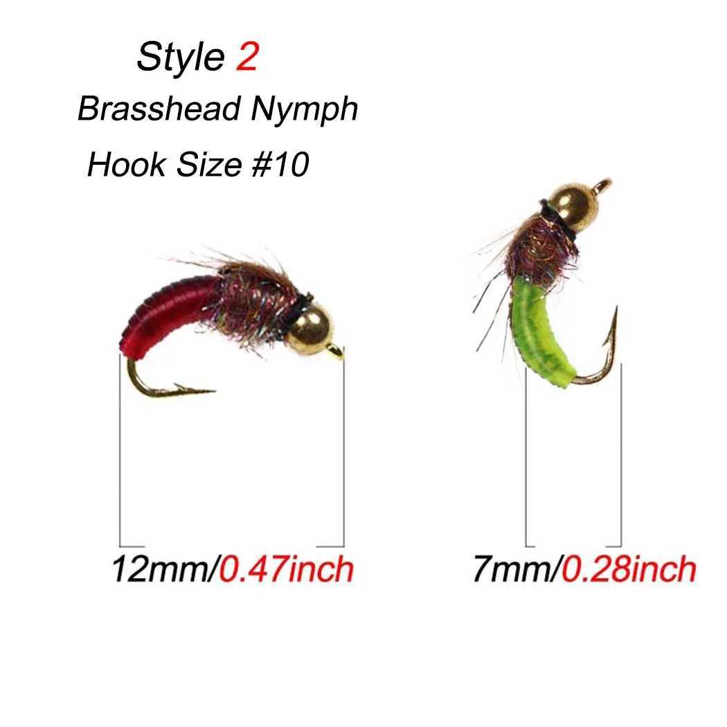3Pieces Brass Bead Head Fast Sinking Nymph Maggots Bug Worm Flies Trout Fly Fishing Lure BaitXJ250122