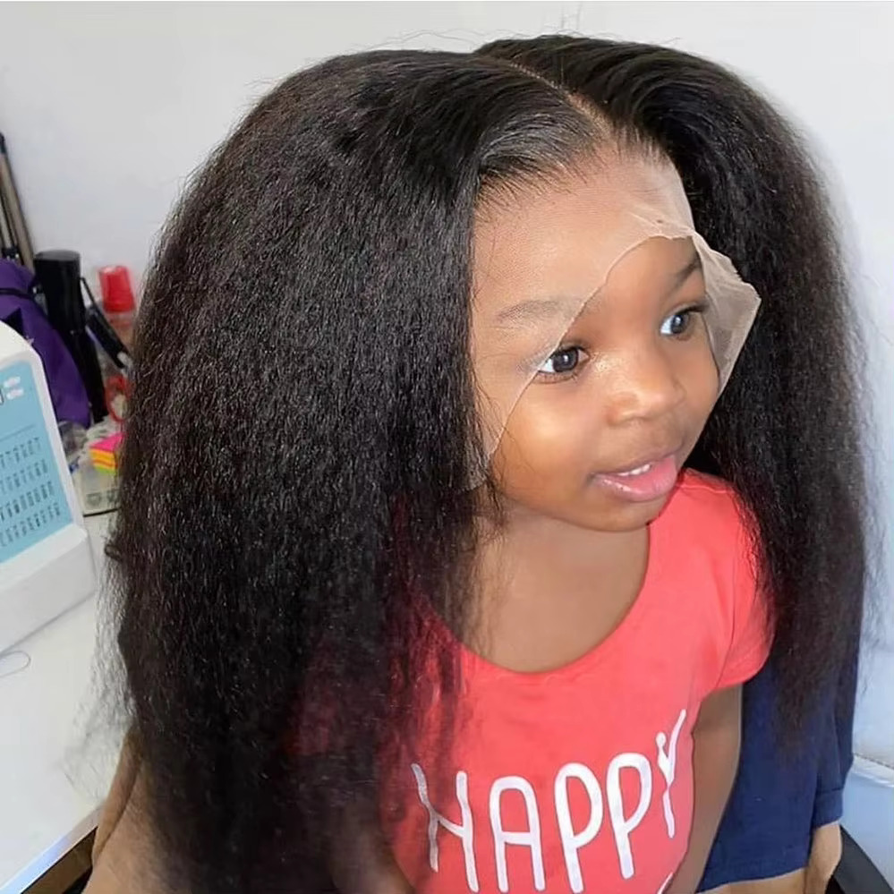 30Inch Kinky Front Pre Plucked 13X6 Closure Human Hair Mongolian Yaki Straight Lace Wig For Woman
