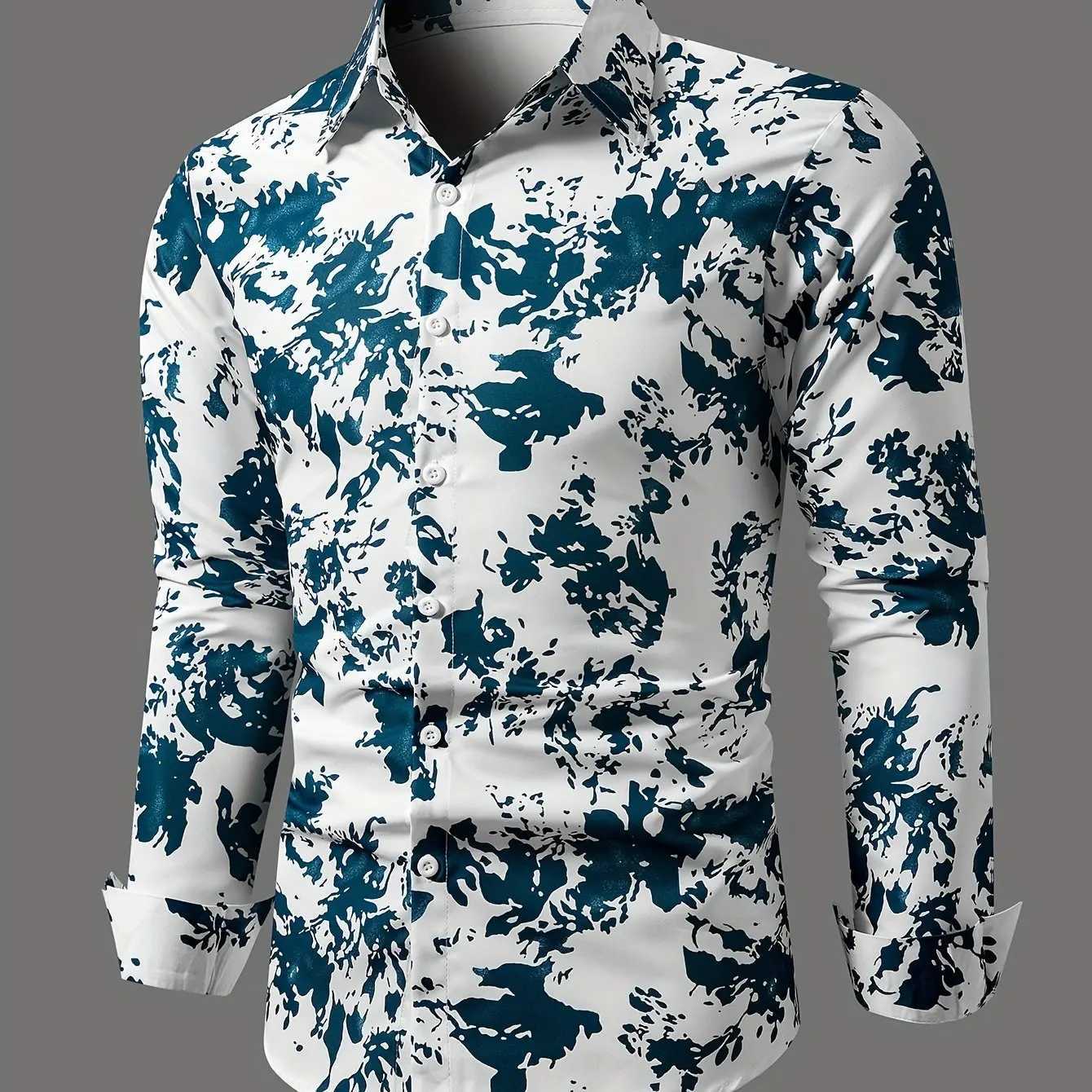 2024 New Fashionable Casual Comfortable Mens 3D Printed Floral Pattern Print Cardigan Long Sleeve Lapel Shirt For DatingXJ250121