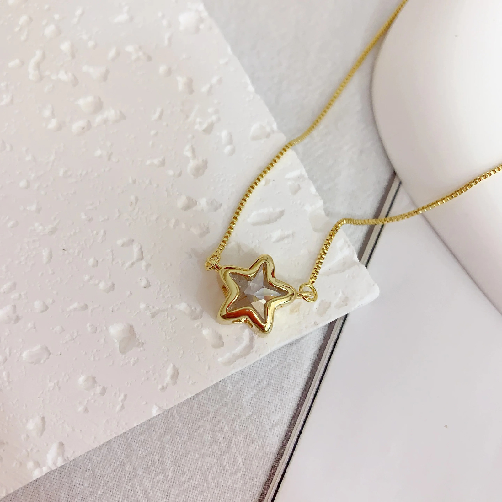 10Pcs Fashion Simple Cz Crystal Colorful Star Pendant Necklace Gold Plated Cubic Zirconia Chain Necklaces For Women Gifts 250117
