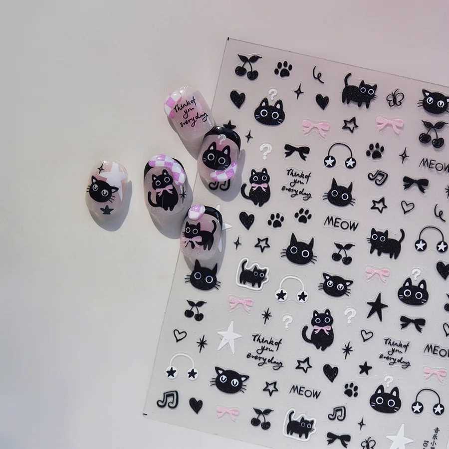 1Pcs Chibi Character Susuwatari Eggette Cute Anime Cartoon Nail Stickers Kawii Nail Art Weeb Cartoon Relief Self Adhesive DecalXJ250120