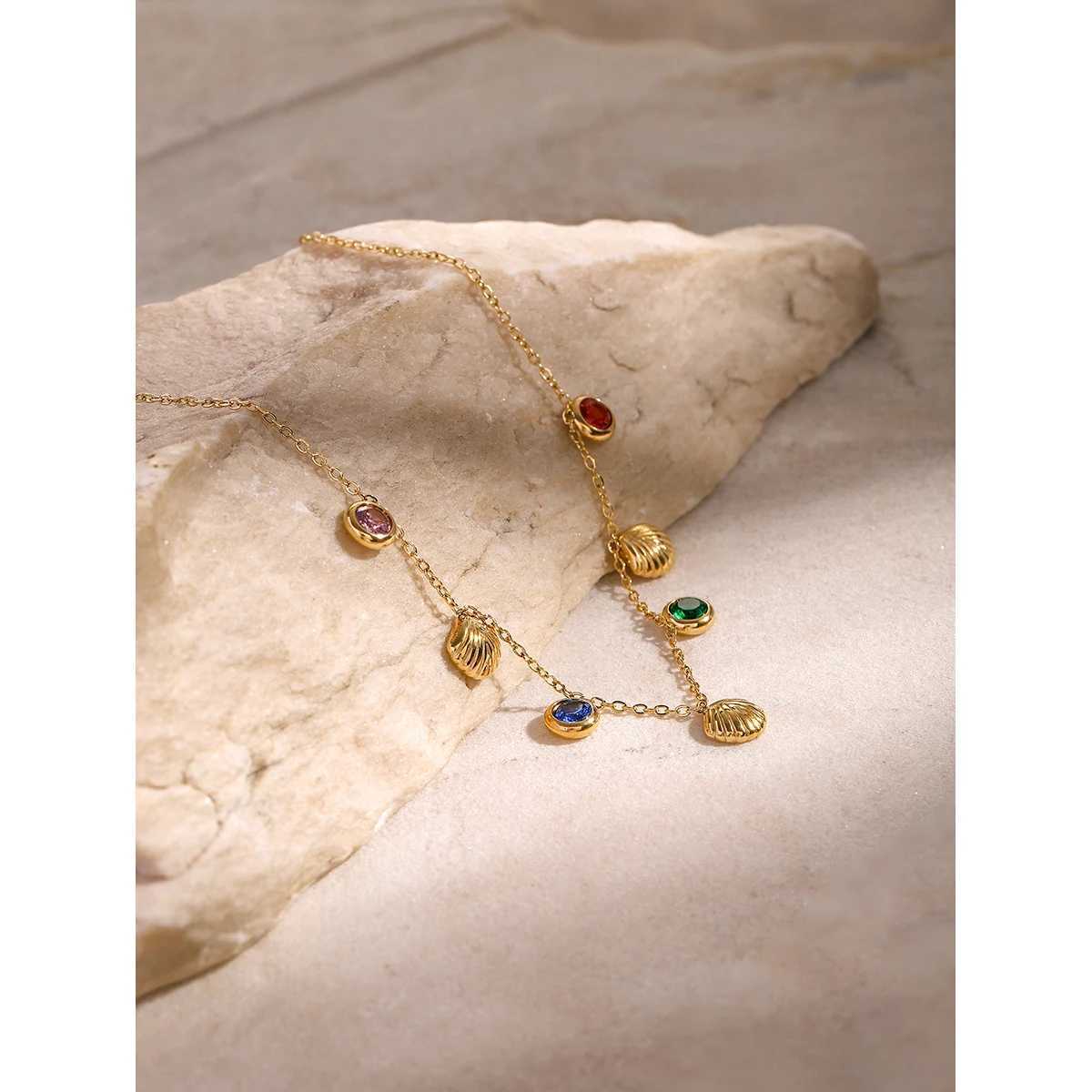 Uworld Colorful Shiny Cubic Zirconia Shell Stainl Steel Summer Anklet Fashion Tren Foot Chain Jewelry for Women XJ250121