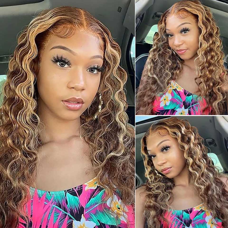 4/27 Loose Deep Wave Bundles With Clo Highlight Deep Wave Human Hair With 4x4 Clo Remy Hair ExtensionsXJ250120