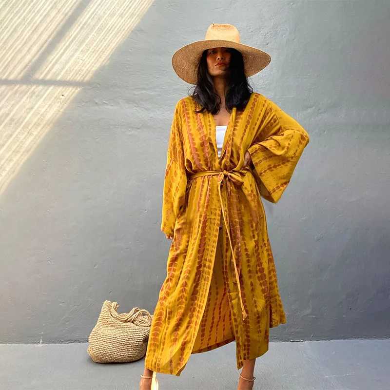 For Beach 9 Colors Bikini Cover Ups Beachwear Kimono Beach Robe Femme Long Dr Sarong Women Loose Cardigan Swimsuit Covers W250120