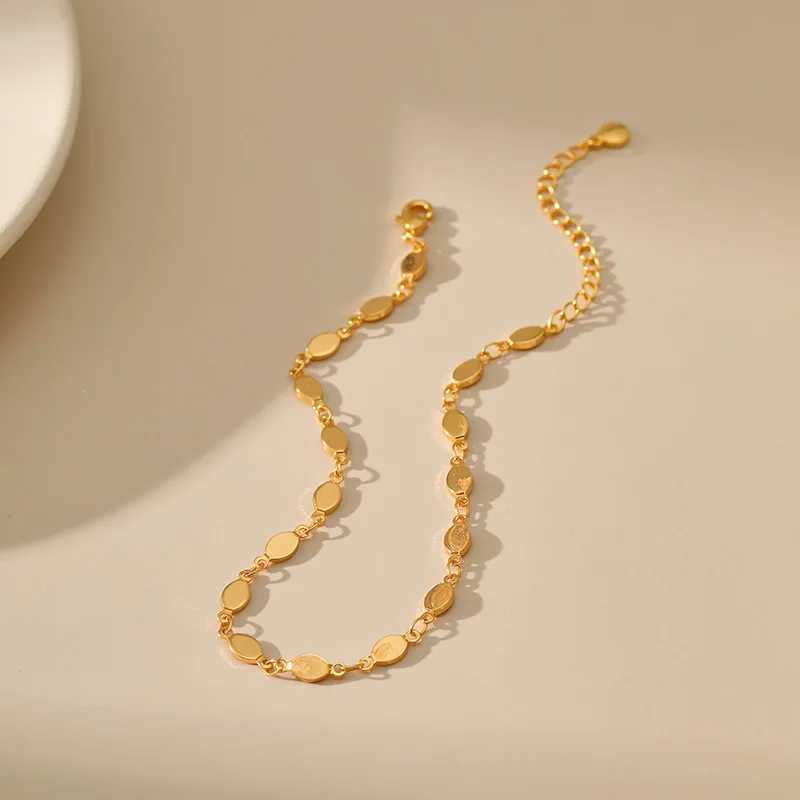 Copper Plated 18K Gold Small Round Piece Ordinary Chain Accories Metal Texture Senior Sense Anklet Women Holiday GiftsXJ250121