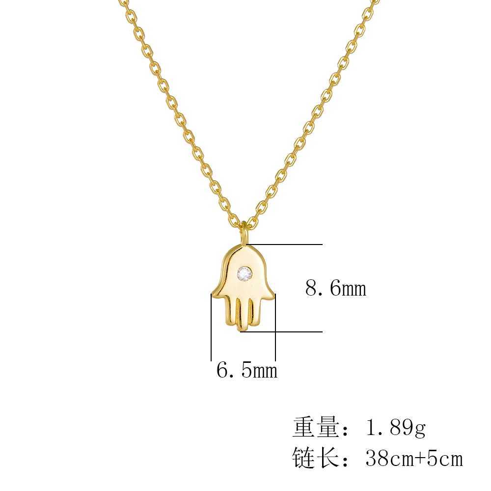 wholesale 925 silver jewelry gold plated insert diamond hamsa pendant necklace for womenXJ250114