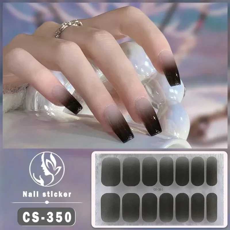 Glitter Pink Bake Free Gel Nail Enhancement Sticker Press On Marble Gradient Color Jump Color Waterproof Durable Nail Art DecalsXJ250120