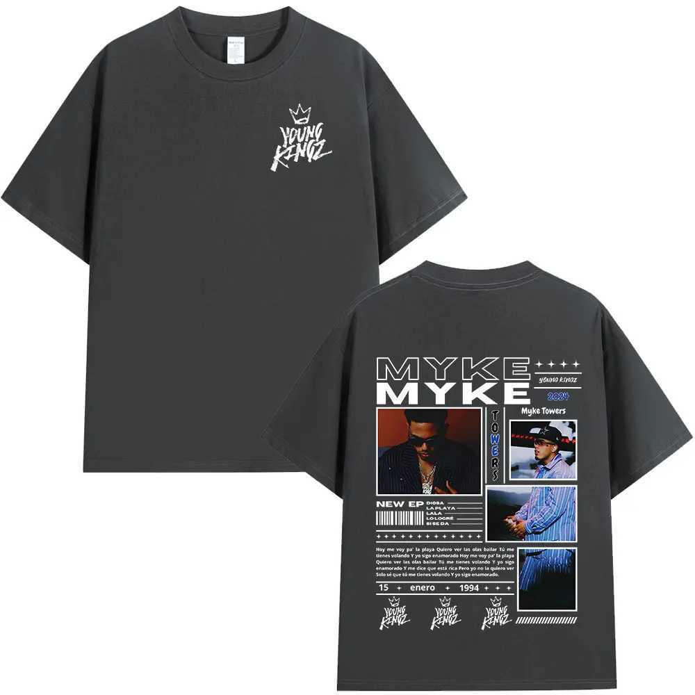 Rap singer Myke Towers album graphic printed T-shirt mens fashion hip-hop oversized T-shirt casual cotton short sleeved T-shirt X250203