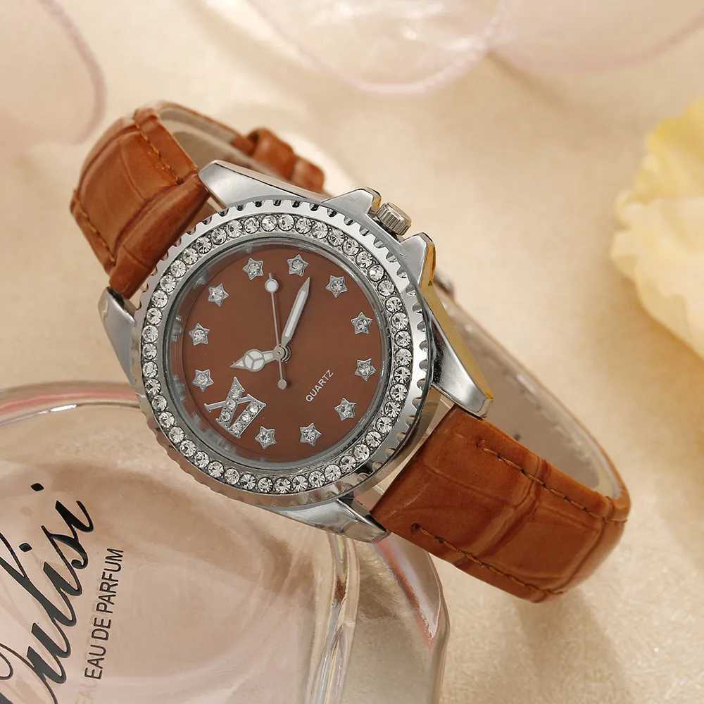 Ladies Luxury Brand Watch Fashion 2023 Day Diamond Wen Quartz Wristwatches Casual Green Leather Dress Clock Watches X250203