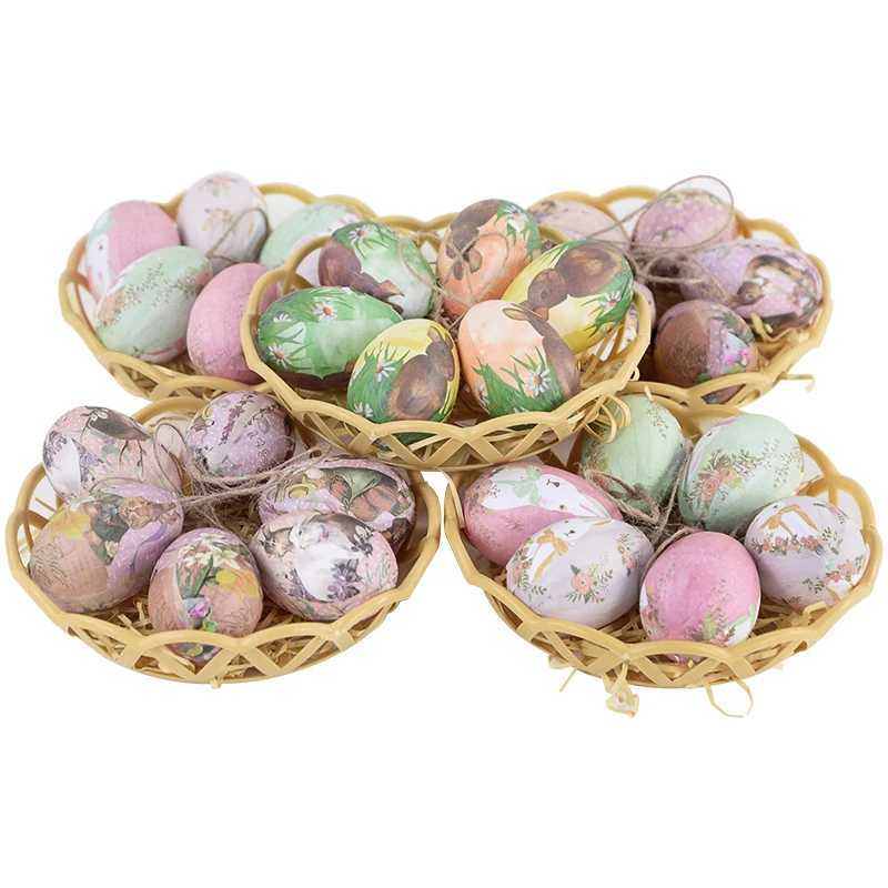 6Pcs Egg With Basket Rabbit Foam Eggs Hanging Ornaments Easter Home Decoration 2024 Holiday Par Supplies Kids Gifts Free shipping