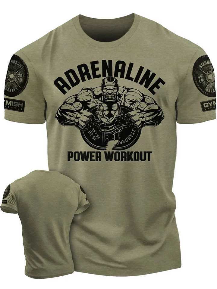 3D Printing Adrenaline Workoout Gym T-Shirt High quality Cotton Casual Mens Short Sleeves Top Muscle Man Tough Guy Tshirt X250203
