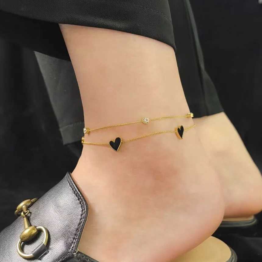 316L Stainl Steel Pearl Heart Shed Green Zircon Eyes Anklets Ladies Fashion Trend High Jewelry Beach Accories B436XJ250121