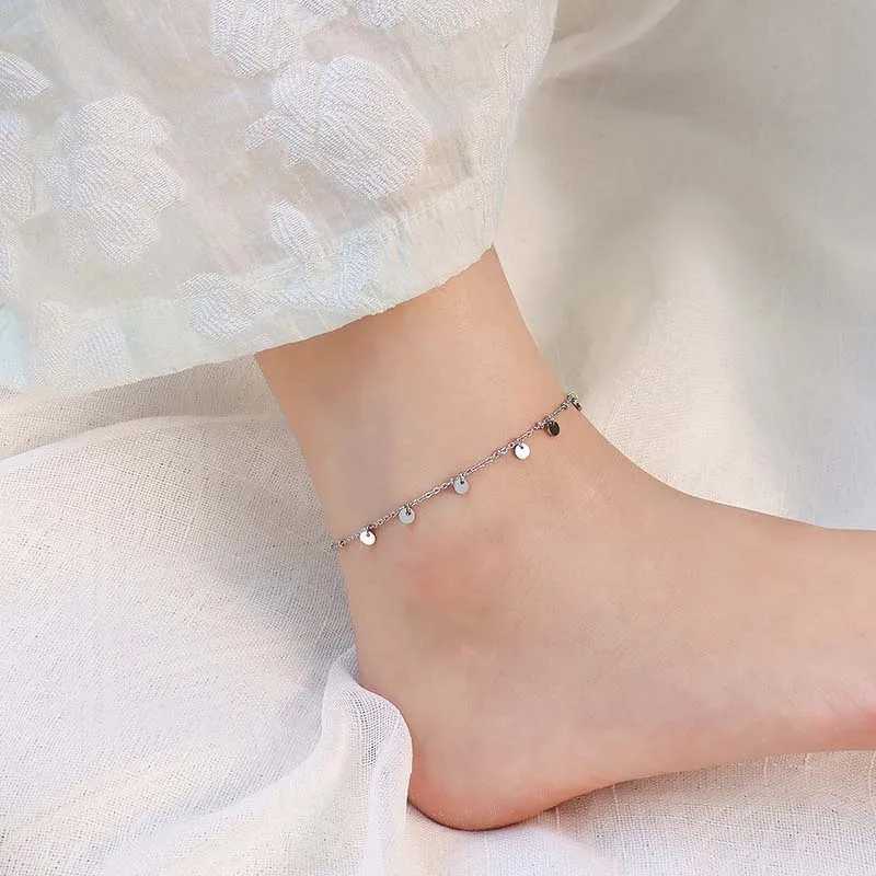18K Gold Plated Stainl Steel Round Charm Adjustable Anklets for Women Waterproof Beach Foot Bracelet Jewelry GiftXJ250121