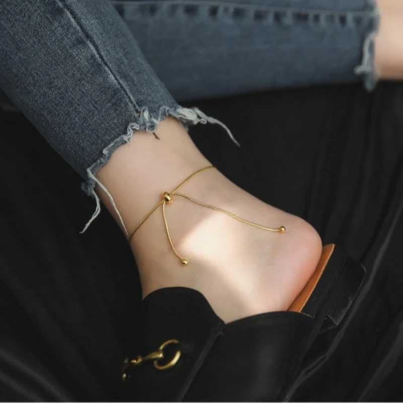 Concise Adjustable Stainl Steel Anklets for Women High Quality Design Gold Color Snake Chain Minimalist Anklet BraceletXJ250121